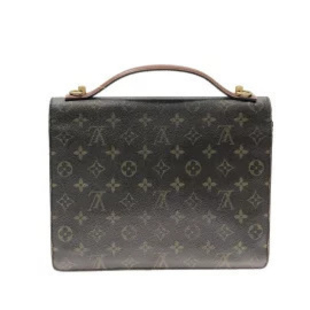 Louis Vuitton Canvas Handbag Monogram Monceau Brown